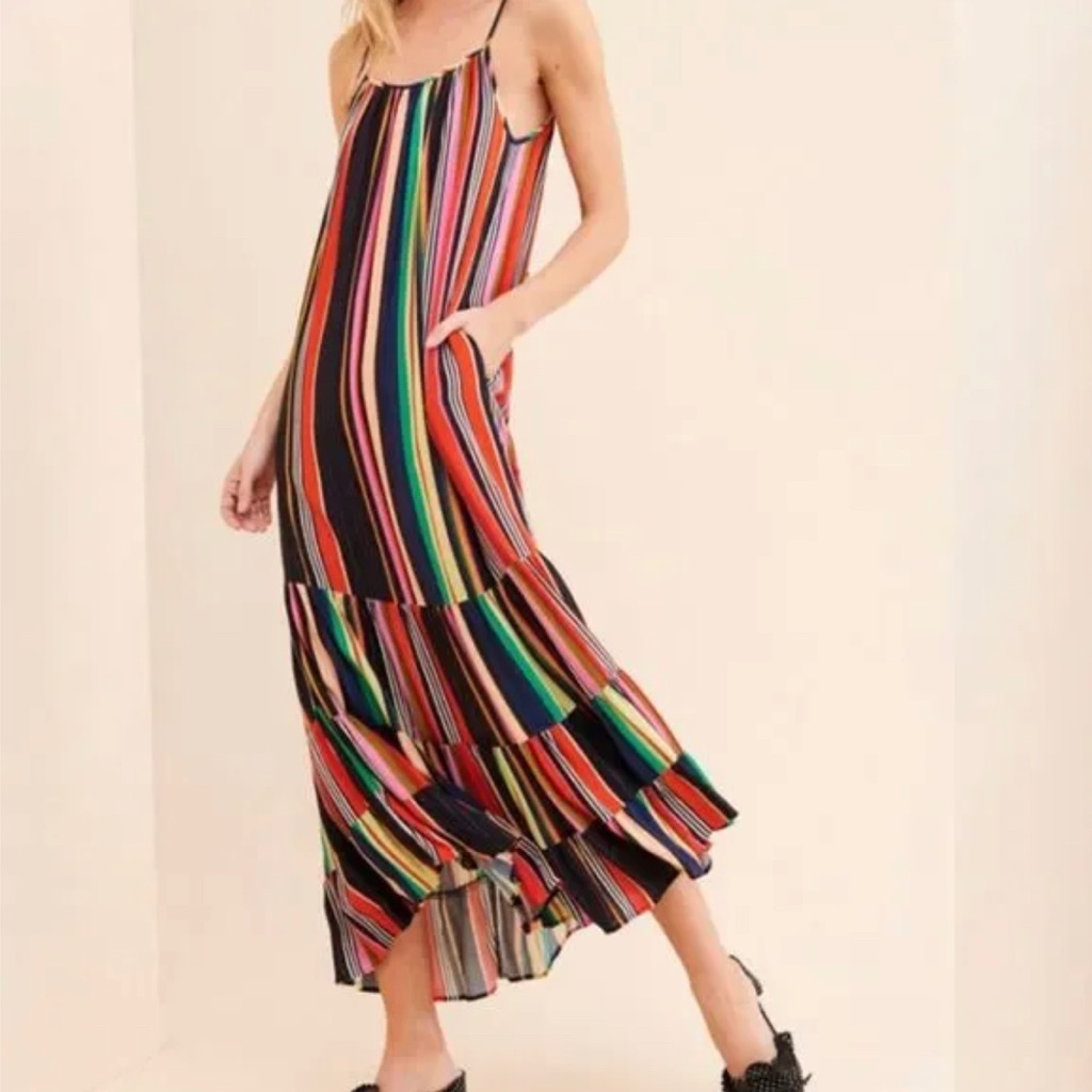 Anthropologie X Farm Rio Rainbow Shimmer Maxi Dress